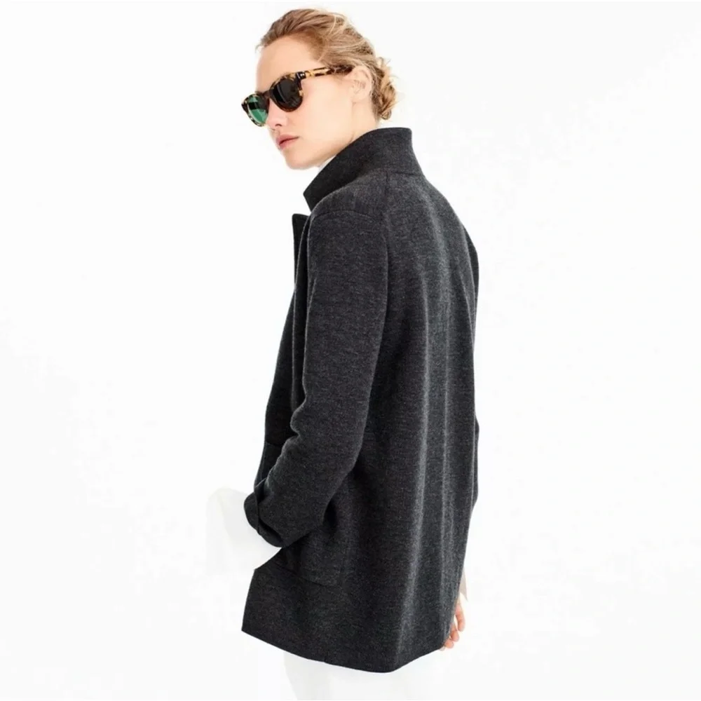 J. Crew Open-front sweater-blazer Sz L Charcoal‎